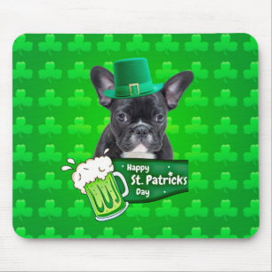 Cute French Bulldog Puppy Hat St. Patrick Day Mouse Pad