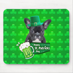 Cute French Bulldog Puppy Hat St. Patrick Day Mouse Pad
