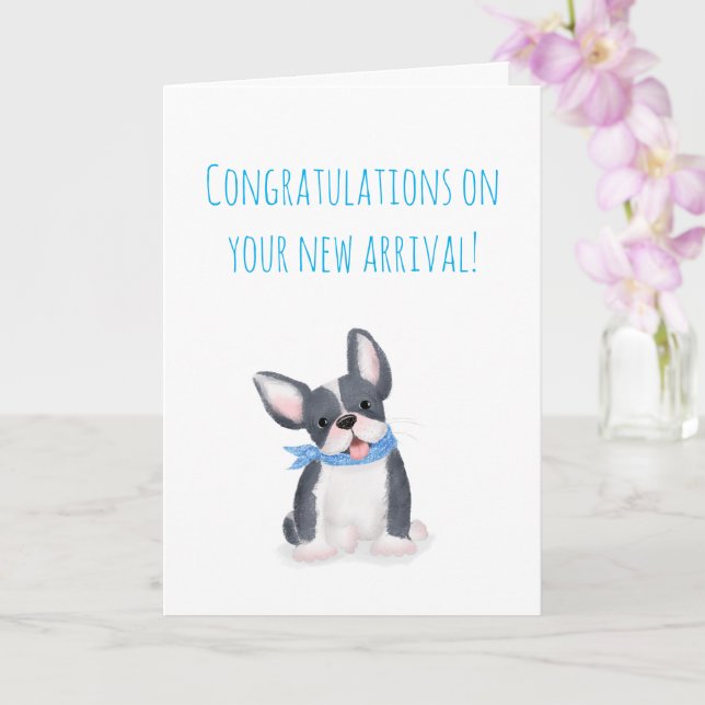 Cute French bulldog puppy new pet card (Orchid)