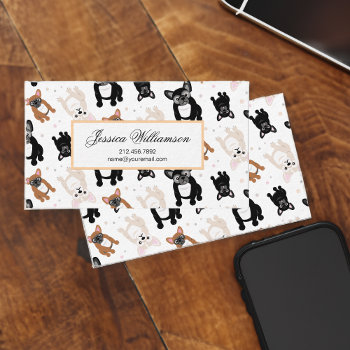 Cute French Bulldog Puppy Pattern Business Card by DoodleDeDoo at Zazzle