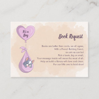 Cute French Bulldog Puppy Pink Heart Book Request Enclosure Card