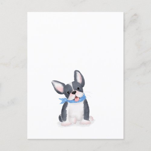 Cute French bulldog puppy postcard