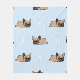 Cute french bulldog puppy sleeping seamless patter fleece blanket