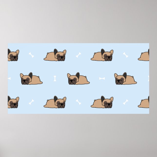 Cute french bulldog puppy sleeping seamless patter poster (Front)