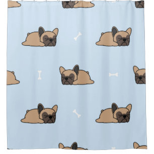 Cute french bulldog puppy sleeping seamless patter shower curtain