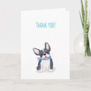 Cute French bulldog puppy thank you card