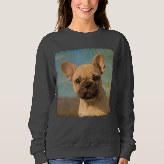 Cute French Bulldog Puppy Vintage Photo - classic Sweatshirt (Front)