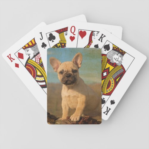 Cute French Bulldog puppy vintage Poker Cards