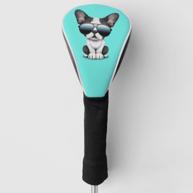 Cute French Bulldog Puppy Wearing Sunglasses Golf Head Cover (Front)