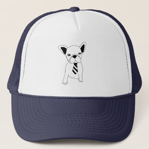 Cute French Bulldog Puppy with Tie Trucker Hat