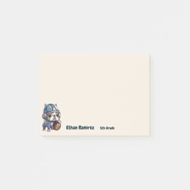 Cute French bulldog quarterback stadium cartoon Post-it Notes (Front)