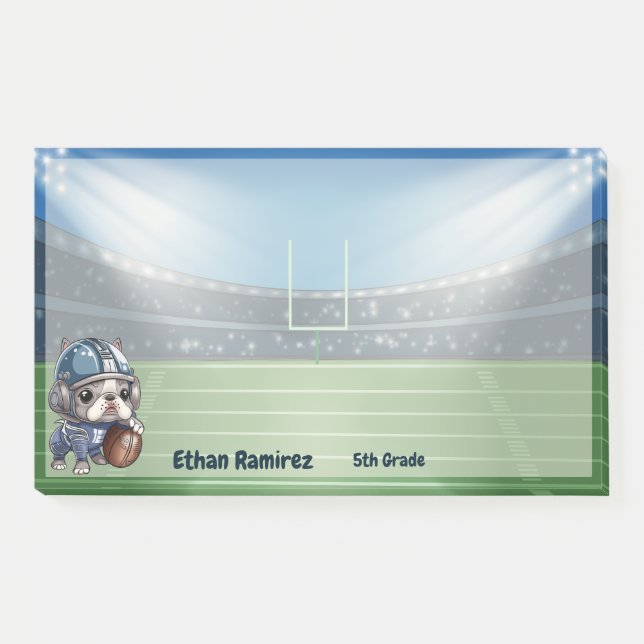 Cute French bulldog quarterback stadium cartoon Post-it Notes (Front)