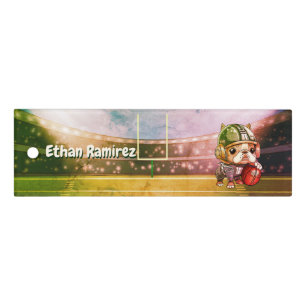 Cute French bulldog quarterback stadium cartoon Ruler