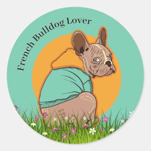 Cute French Bulldog Round Sticker