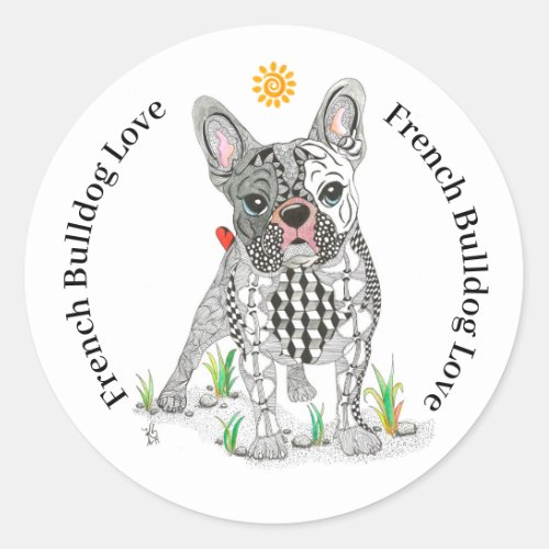 Cute French Bulldog Round Sticker