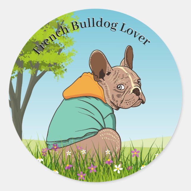 Cute French Bulldog Round Sticker (Front)