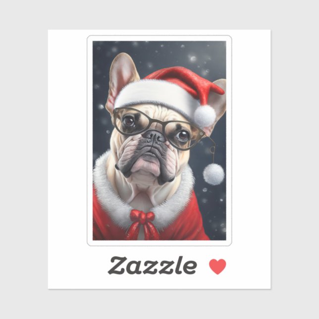 Cute French Bulldog Santa Christmas Holiday Design Sticker (Sheet)