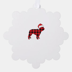Cute French Bulldog Santa Hat Christmas Red Plaid  Ornament Card