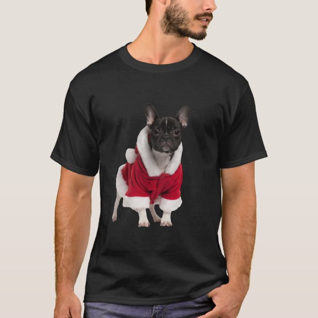 Cute French Bulldog Santa Hat Frenchie Image Chris T-Shirt (Front)