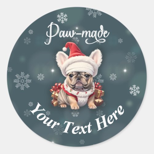 Cute French Bulldog Santa Hat Handmake Christmas  Classic Round Sticker