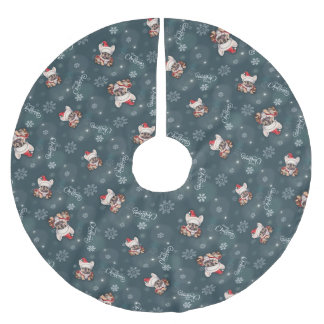 Cute French Bulldog Santa Hat Merry Christmas Brushed Polyester Tree Skirt
