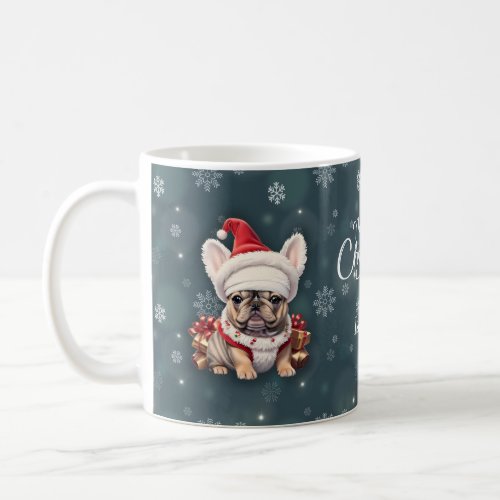Cute French Bulldog Santa Hat Merry Christmas Coffee Mug