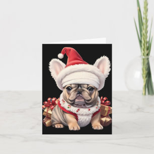 Cute French Bulldog Santa Hat Merry Christmas T Sh Card