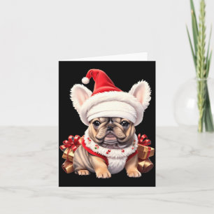Cute French Bulldog Santa Hat Merry Christmas T Sh Card