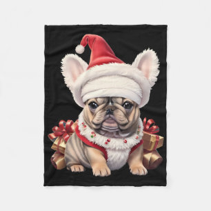 Cute French Bulldog Santa Hat Merry Christmas T Sh Fleece Blanket