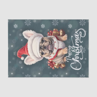 Cute French Bulldog Santa Hat Merry Christmas Tissue Paper