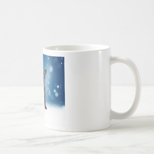 Cute French Bulldog Snow Stars Blue Christmas Coffee Mug