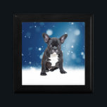 Cute French Bulldog Snow Stars Blue Christmas Gift Box<br><div class="desc">Cute French Bulldog Snow Stars Blue Christmas theme.</div>