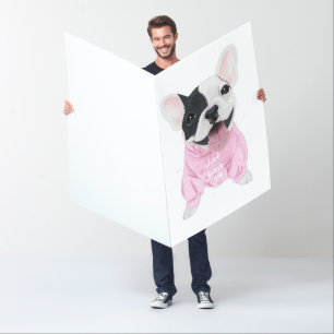 Cute French Bulldog Stuck Just Love Me Card
