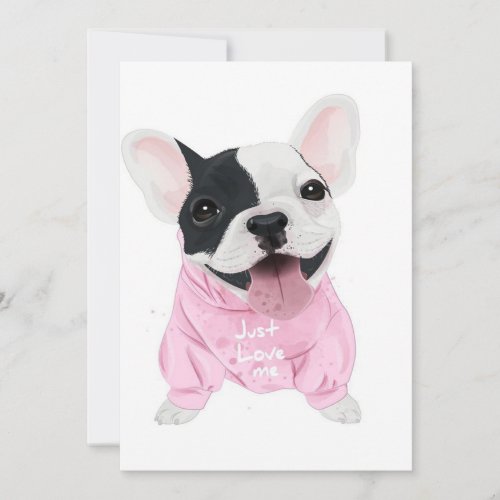 Cute French Bulldog Stuck  Just Love Me Holiday Card