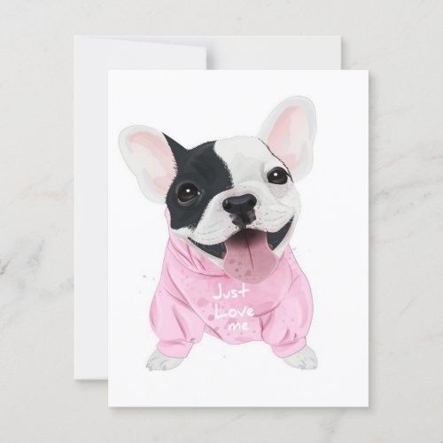 Cute French Bulldog Stuck  Just Love Me Invitation