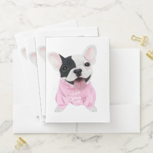 Cute French Bulldog Stuck   Just Love Me Pocket Folder