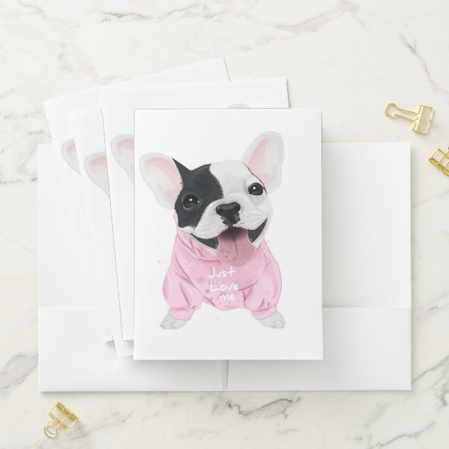 Cute French Bulldog Stuck | Just Love Me Pocket Folder (In Situ)