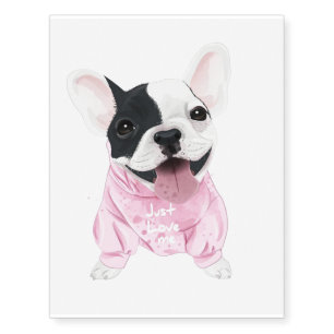 Cute French Bulldog Stuck   Just Love Me Temporary Tattoos