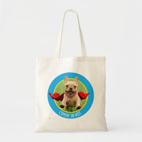 Cute French Bulldog Superhero Runs in Grass Tote Bag