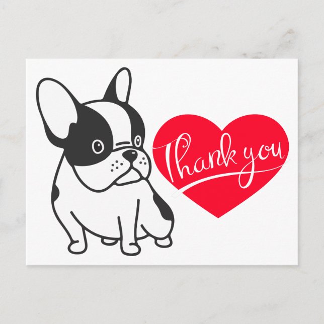 Cute French Bulldog Thank You Frenchie Puppy Dog Postcard (Front)