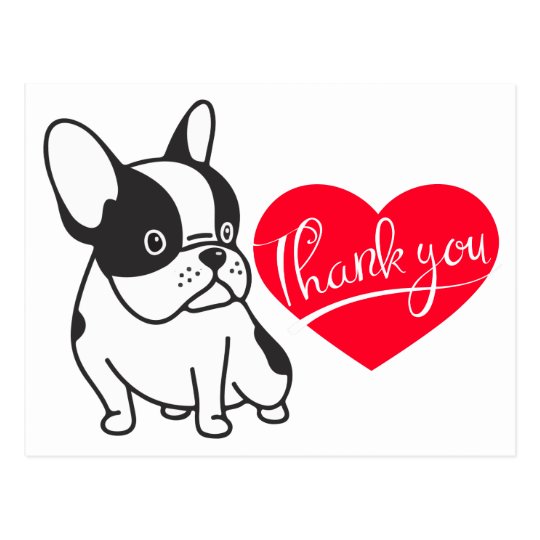 Cute French Bulldog Thank You Frenchie Puppy Dog Postcard | Zazzle.com