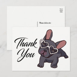 Cute French Bulldog Thank You Frenchie Puppy Dog Postcard | Zazzle
