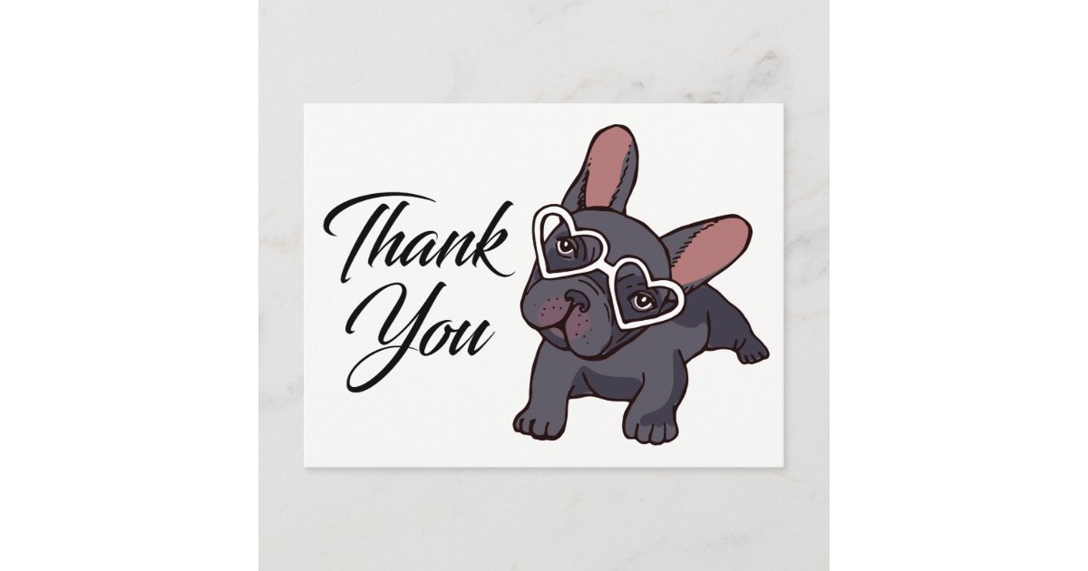 Cute French Bulldog Thank You Frenchie Puppy Dog Postcard | Zazzle