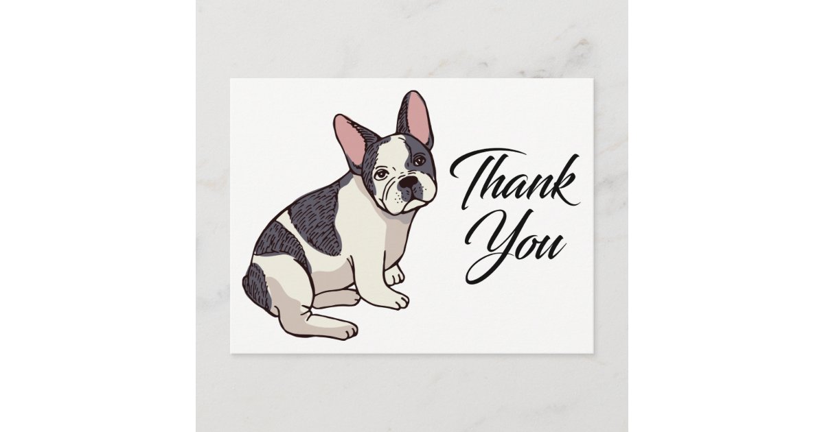 Cute French Bulldog Thank You Frenchie Puppy Dog Postcard | Zazzle