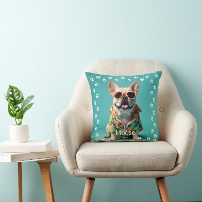 Cute French Bulldog Throw Pillow (Chair)