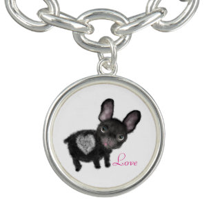 Cute french bulldog valentine bracelet. charm bracelet