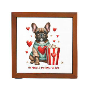Cute French Bulldog Valentines Day heart Desk Organizer