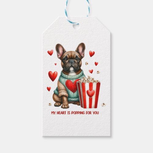 Cute French Bulldog Valentines Day heart Gift Tags