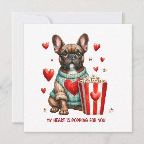 Cute French Bulldog Valentines Day heart Invitation
