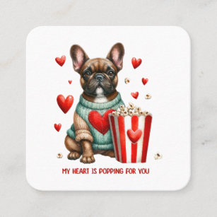 Cute French Bulldog Valentines Day heart Square Business Card
